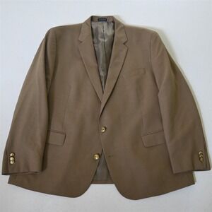 Stafford 48R Tan Brown Gold Button Wool Mens Blazer Suit Jacket‎ Sport Coat